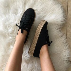 New! Black Espadrille Tennis Shoes
